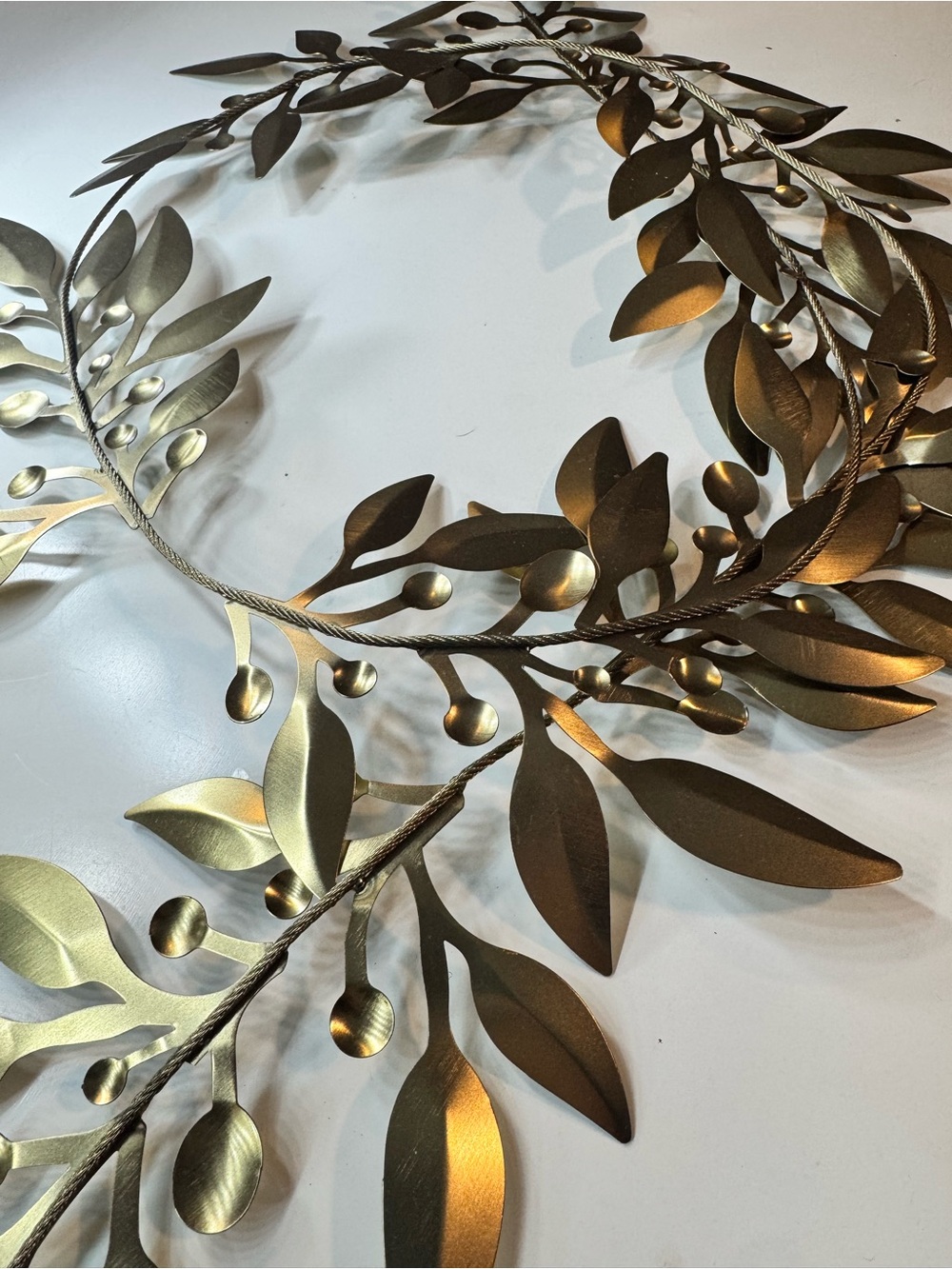 Hearth & Hand Magnolia 5 Ft Decorative Brass Metal Leaf & Berry Garland
